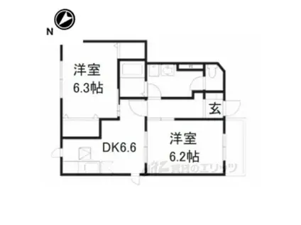 ドゥーソレールⅠ(2DK/1階)の間取り写真