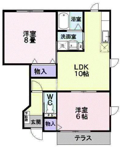 アスペンベールA(2LDK/1階)の間取り写真