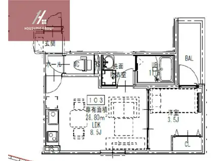 D PORTA VIALE(1LDK/2階)の間取り写真