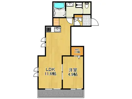 ヴィラ コミティス(1LDK/1階)の間取り写真