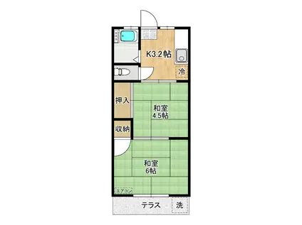 上戸田コーポ(2K/1階)の間取り写真