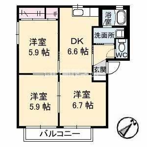 シャーメゾン神原D(3DK/2階)の間取り写真