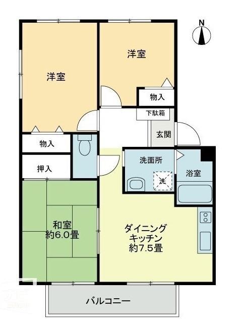 フォブール八坂B(3DK/1階)の間取り写真