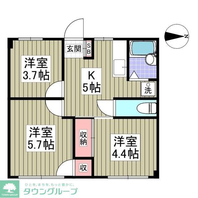 エフィール本庄児玉(3K/1階)の間取り写真