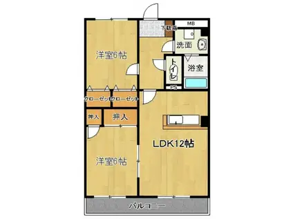 ドムールTSI(2LDK/3階)の間取り写真