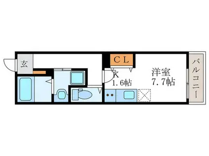 ユアメゾン挽木町(1K/1階)の間取り写真
