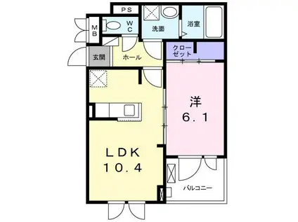 メゾン・アプローズ(1LDK/2階)の間取り写真