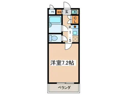 ハイヴィラ東海(1K/2階)の間取り写真