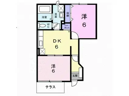 シャン・レジーナ(2DK/1階)の間取り写真