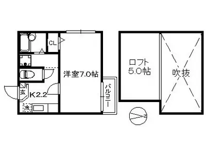 ポラリスひなぎく 75(1K/2階)の間取り写真