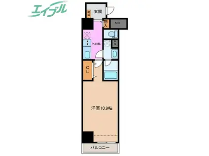 D-RESIDENCE鵜の森(1K/8階)の間取り写真