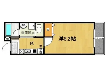 ブライト日根野(1K/3階)の間取り写真