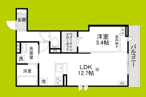 アズ グレイス(1LDK/2階)の間取り写真