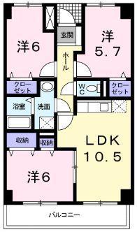 ミレニアム・アリュール(3LDK/3階)の間取り写真