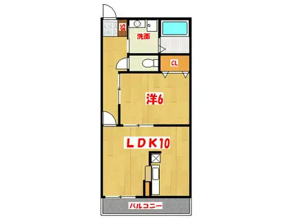 グランドールK(1LDK/2階)の間取り写真