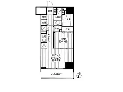 クロスレジデンス白金高輪(1LDK/3階)の間取り写真