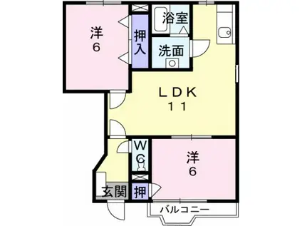 メゾン・ヴォーネン(2LDK/1階)の間取り写真