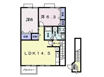 西小路ハイツI(2LDK/2階)の間取り写真