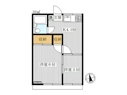 メゾン政竜1号棟(2K/1階)の間取り写真