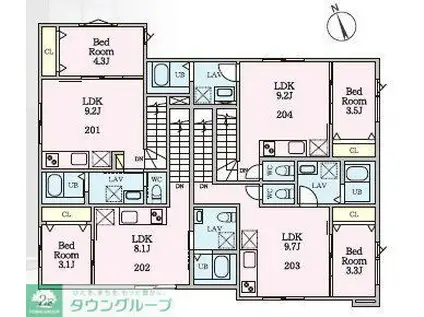 CIEL玉川町(1LDK/2階)の間取り写真