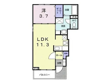 WILL(1LDK/1階)の間取り写真