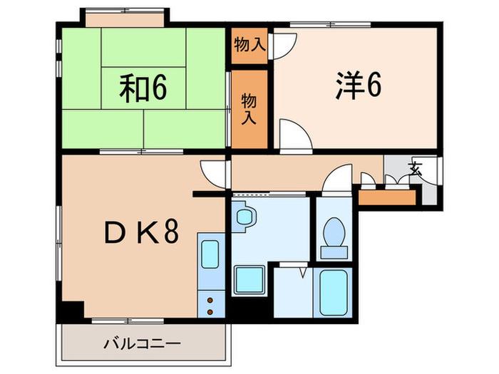グレースヒル甲子園(2DK/3階)の間取り写真