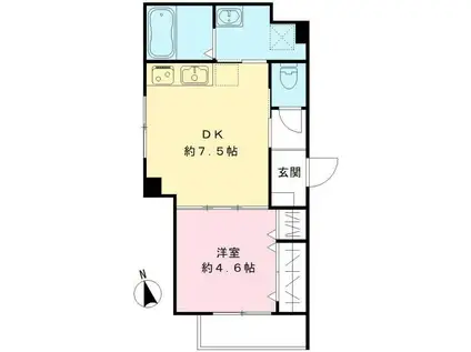 グランヴィラ(1DK/1階)の間取り写真