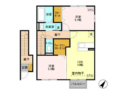 サンモールII(2LDK/2階)の間取り写真