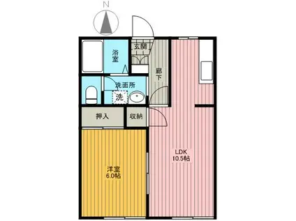 イコウコーポB(1LDK/1階)の間取り写真