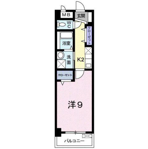 プラシード倉敷(1K/4階)の間取り写真