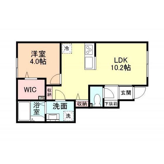 EDGEMOMENT町村(1LDK/1階)の間取り写真