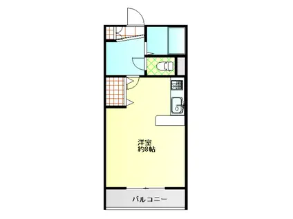 ハイツ西大通(ワンルーム/2階)の間取り写真