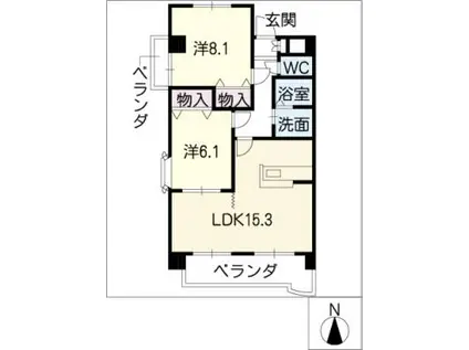 グランドールF(2LDK/4階)の間取り写真