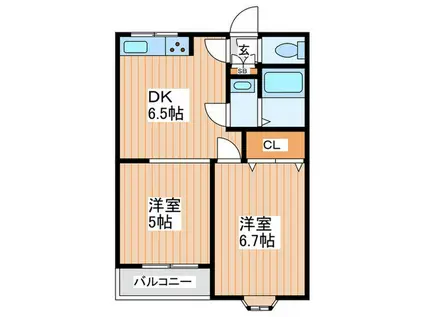 上野口マンション(2DK/1階)の間取り写真