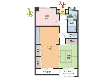 ラフォーレ北野(2LDK/1階)の間取り写真