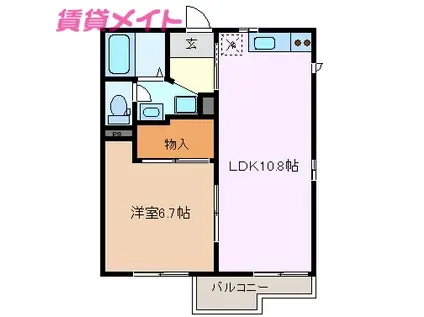 グリーンパーク(1LDK/1階)の間取り写真