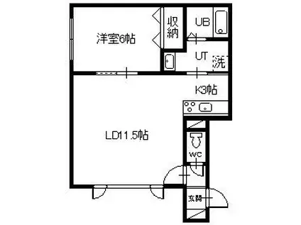ＪＲ宗谷本線 永山駅 徒歩30分 2階建 築4年(1LDK/2階)の間取り写真