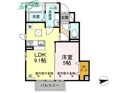 エトワールIII(1LDK/1階)の間取り写真