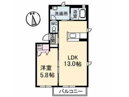 ハーズ乙多見(1LDK/2階)の間取り写真