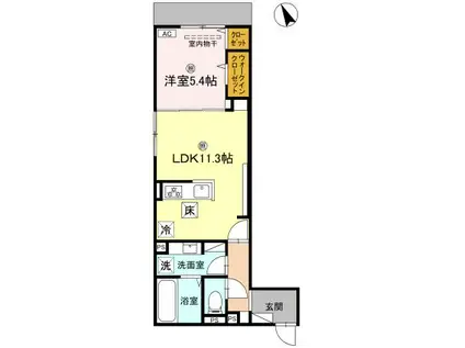 ル トレフル(1LDK/1階)の間取り写真