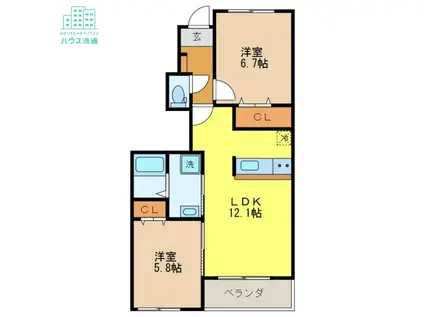 FIORENTE(2LDK/1階)の間取り写真