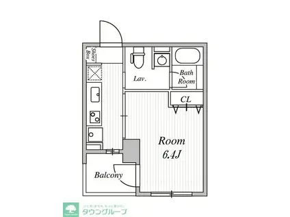パピエ・レイ(1K/2階)の間取り写真
