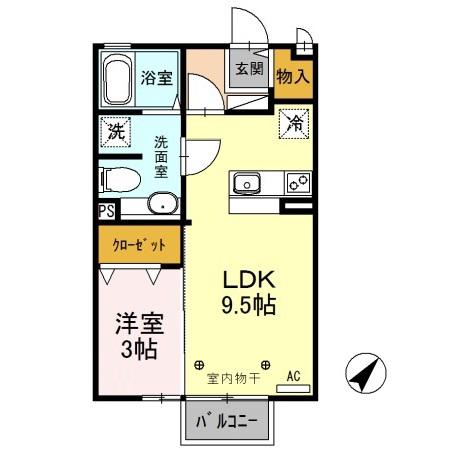 アネシスB・D(1LDK/2階)の間取り写真