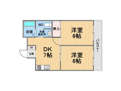 パラシオ(2DK/1階)の間取り写真