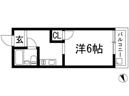 ヴィラ楠木(1K/1階)の間取り写真