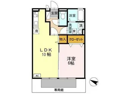 ヴァンベールHFII 102(1LDK/1階)の間取り写真