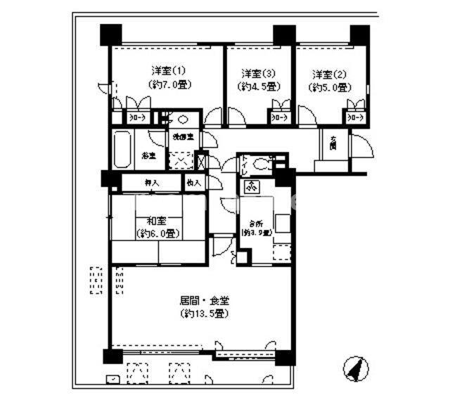 パティオ本牧(4LDK/5階)の間取り写真