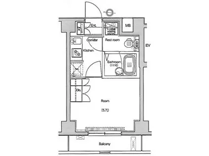 レイジオス品川(1K/5階)の間取り写真