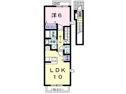 アムールアルファ(1LDK/2階)の間取り写真