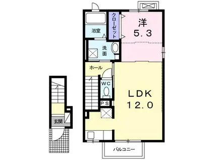 コンフォートC(1LDK/2階)の間取り写真